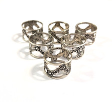 6 kleine Serviettenringe Dekor Rose 800er Silber Serviettenhalter 1,6 cm