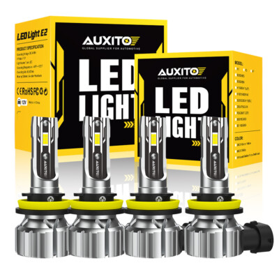 AUXITO 4*H11 LED Headlight Kit High Low Beam 500% Super Bright 6500K White Bulbs