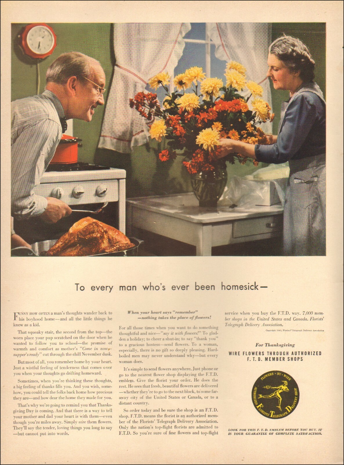 1940's Vintage ad for F.T.D. Flowers by Wire Florist Telegraph Delivery  041319) | eBay