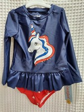 Cat Jack Girl s Bathing Suit Unicorn NWT 4T Stars Red White Blue Swim Tankini