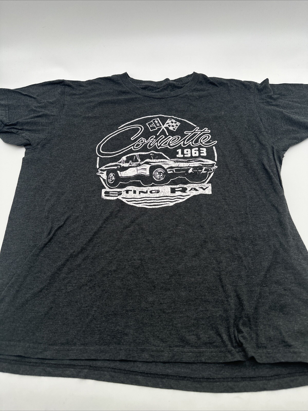 General Motors Corvette T-Shirt Men Large Graphic Print Logo Gray ..#20351