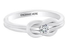 Personalized Simulated Birthstone Knot Solitaire Engagement Ring Sterling Silver