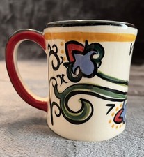SIGNED Kelly Jo For Nordstrom Mug Cup Hand Painted Floral Design Made In USA
