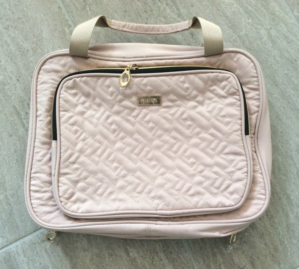 Nishel 4 Sections Travel Bag Cosmetic Organizer with Rotatable Hanging Hook Pink