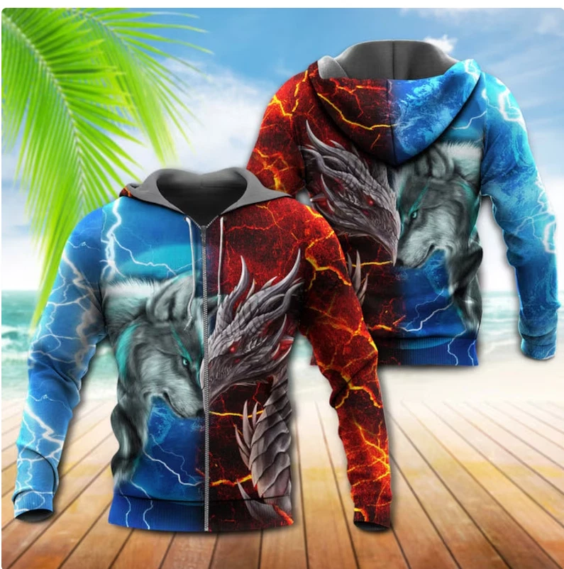Halloween wolf print top long sleeves hoodie