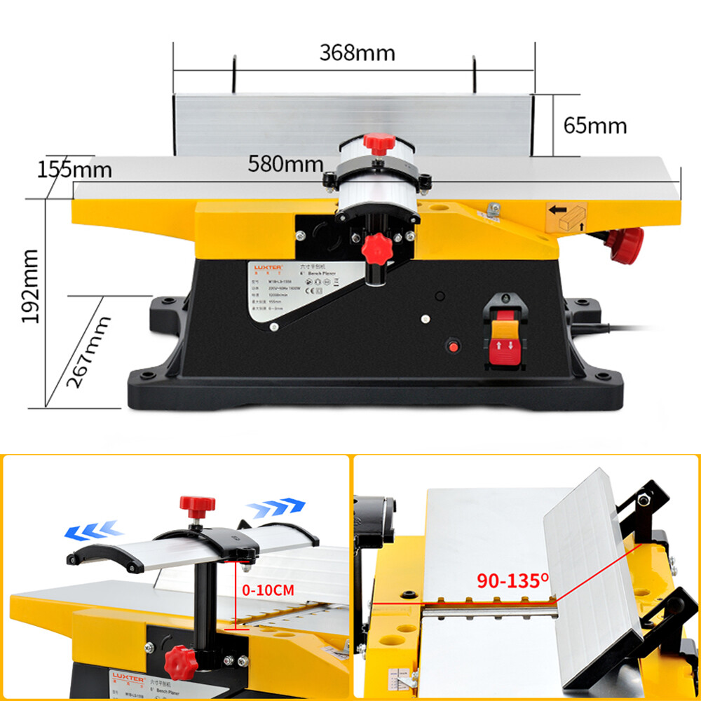 220V 1800W Benchtop Planer Thicknesser Adjustable Electric Woodworking