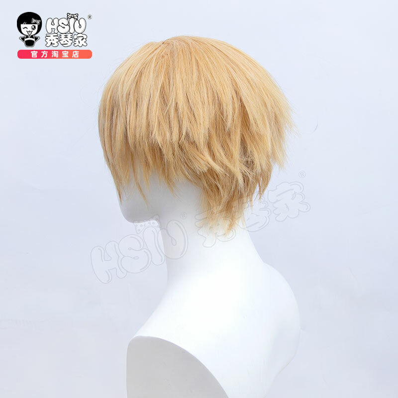 Chainsaw Man Denji Cosplay Wig 30cm Short Straight Yellow Hair Men Wigs