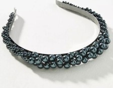 NWT ANTHROPOLOGIE TWISTED PEARL CLUSTER CROWN HEADBAND GRAY LUSTER