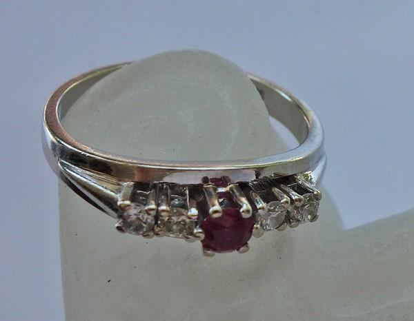 Brilliant ring ring with ruby diamond in 14kt 585… - image 2