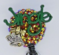 Jingle Bells Christmas Holiday Badge Reel ID Holder Nurse Teacher Student Vet
