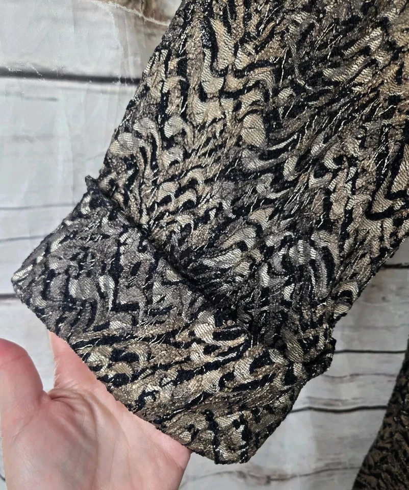 Ali Miles Gold Textured Lace Jacket 2X Lagenlook Artsy Womens Button - Image 4 of 4