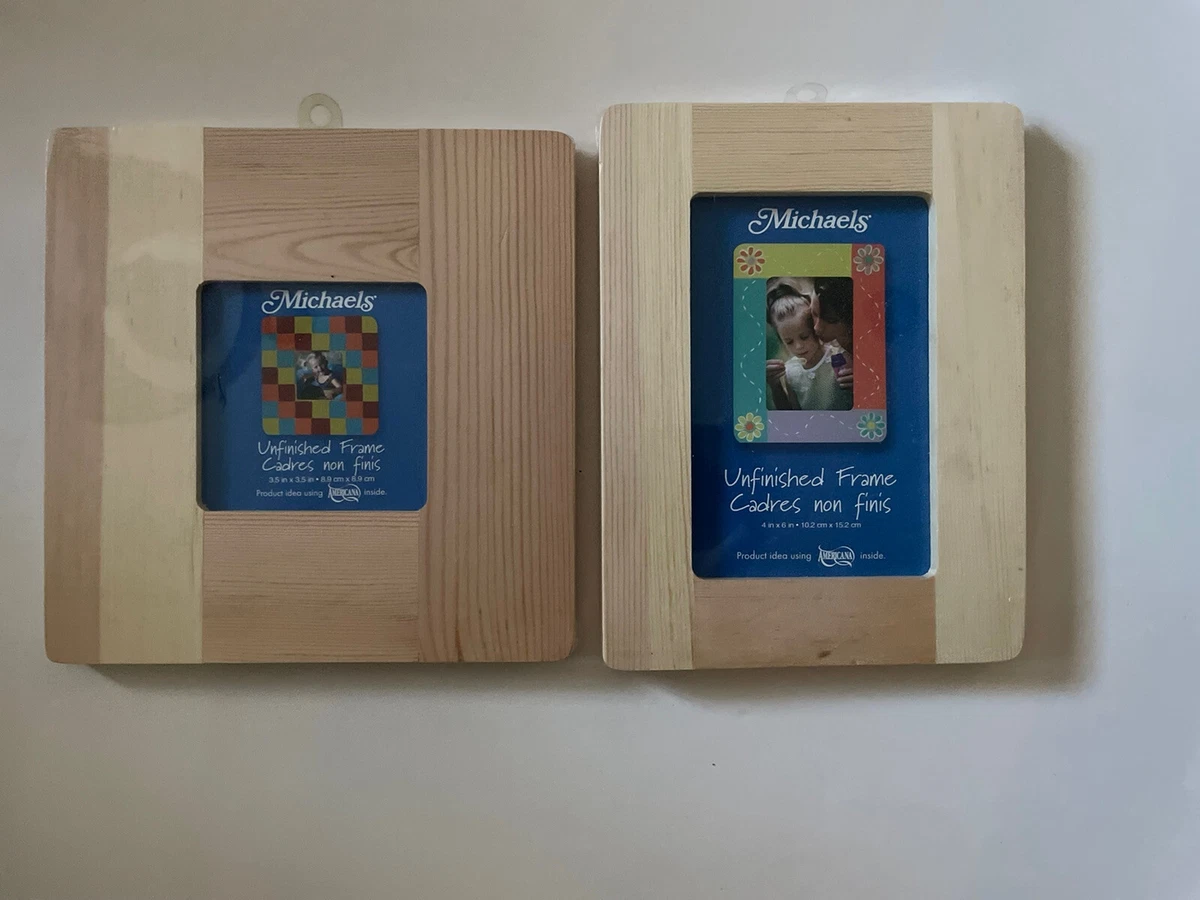 Michaels Unfinished Wood Frame Sq. for 3.5 x 3.5 Picture And