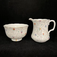 Embassy Ware Bone China Creamer Open Sugar Small Floral Vine Fondeville England