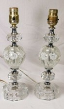 BEAutiful Pair Hand Blown White Flower Art Lamps 13.5" 1940-1960's St. Clair?