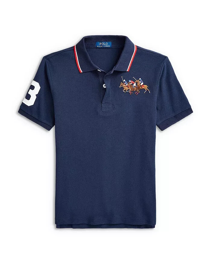 Polo Ralph Lauren L139806 Boys Navy Triple Pony Cotton Polo