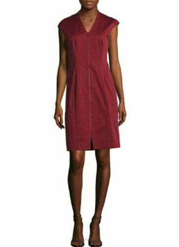 Lafayette 148 New York Imani Reißverschluss Größe 2 burgunderfarbenes Kleid neu $ 448
