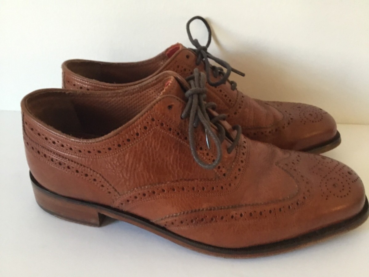 VTG DUCKIE BROWN FLORSHEIM LONG WINGTIPS DRESS SHOES LEATHER 8D 