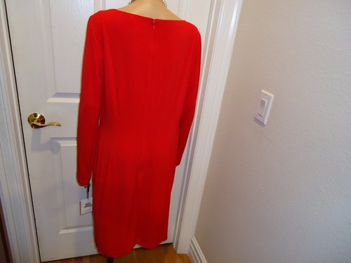 NEW Calvin Klein Red Sheath Dress Size 14 Gold Bead Trim at Neckline $119.00 - Picture 6 of 12