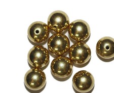 12mm Round Goldtone Metalized Metallic Beads