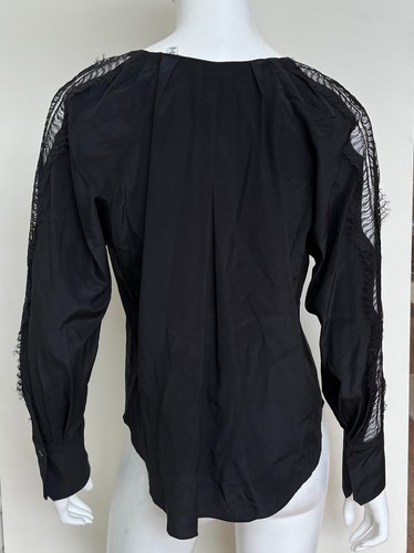 ALC Top Carlota Blouse Black Silk Size 00 XS Lace - Picture 4 of 6