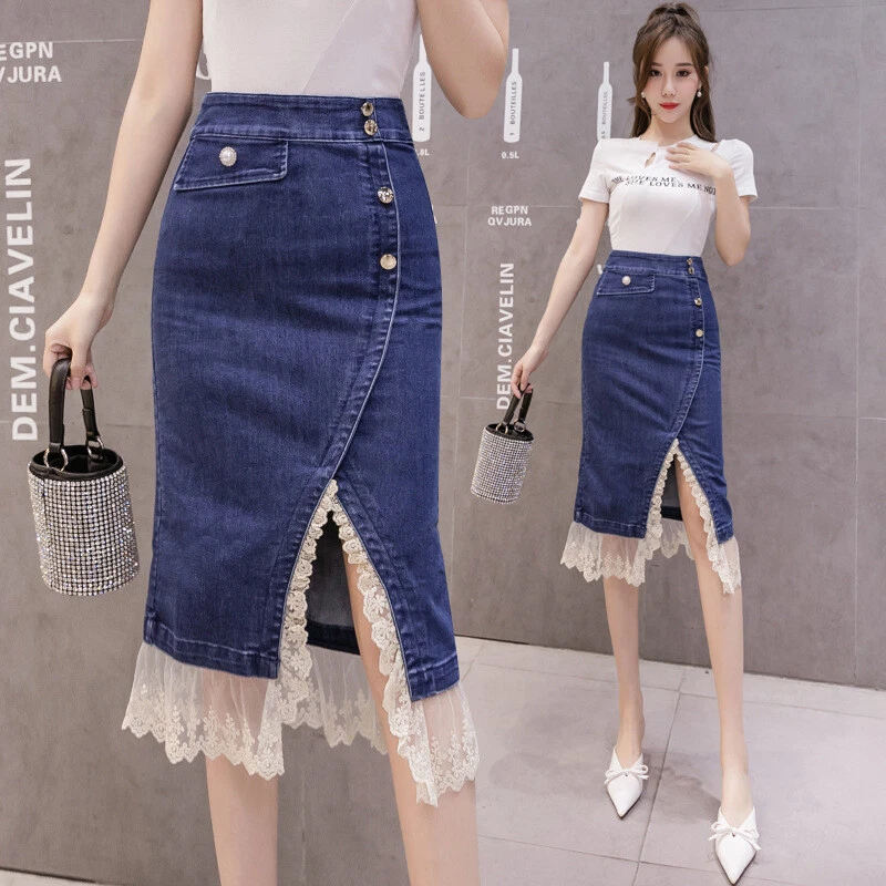 Tight top denim skirt
