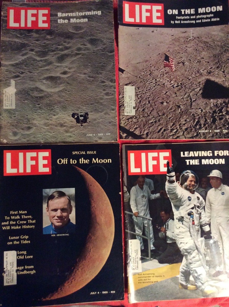 LOT OF 4 LIFE MAGAZINE JUNE 6 JULY 4 25 AUGUST 8 1969 THE MOON