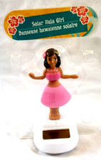 Solar Powered Dancing Hula Girl Hawaii Sun Catcher Bar Beach Car Tiki Decor Pink