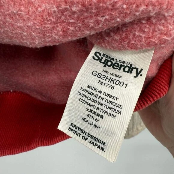 Moletom com capuz feminino superdry atletismo vermelho punhos e capuz de lã tamanho médio - Imagem 4 de 4