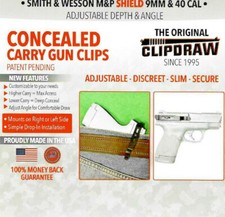 Clipdraw Adjustable Clip - Smith & Wesson M&P Shield 9mm & .40 + IWB Black Ambi