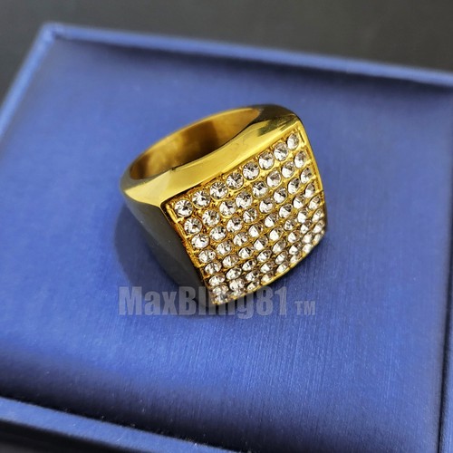 Anillo para hombre hip hop de acero inoxidable circonita cúbica helada brillante meñique TALLA 8~12 - Imagen 14 de 33