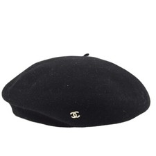 Chanel Black Hat Beret Small Good 161808