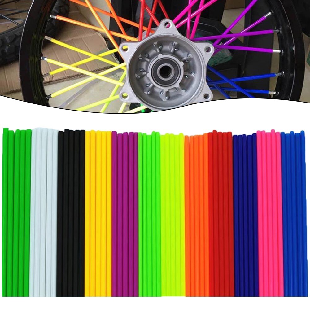 72-Piece Universal Motorcycle Spoke Covers / Skins - Green, PE Material, Easy Install, Dirt Protection