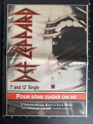 DEF LEPPARD - POUR SOME SUGAR ON ME - 1987 15x11''' Poster Size Advert L382