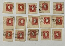 INVESTOR LOT OF 15 UNITED STATES CUT SQUARES RED 2C WASHINGTON #U385