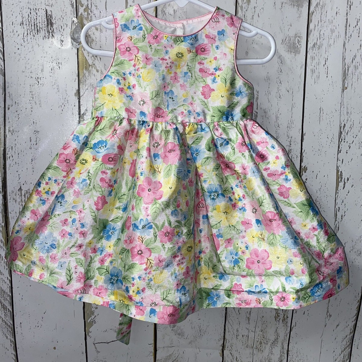 strapless open back dress Girl's Sky Blue Pink Floral Party Dress main image 0