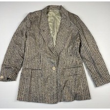 Anne Klein Petites Striped Textured Blazer Professional Office Wear Size 8