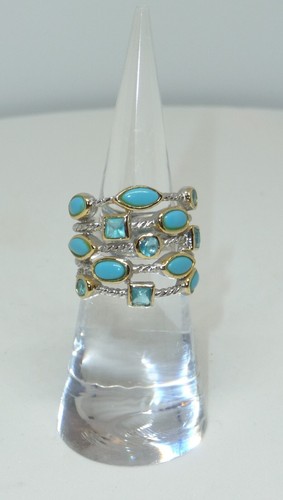 Native American Tribal Sterling Silver Handmade Ring Turquoise Blue Crystal - Picture 3 of 9