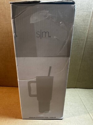 Einfacher moderner Becher 40 Unzen mit Griff und Strohhalm | Isolierter Edelstahl W