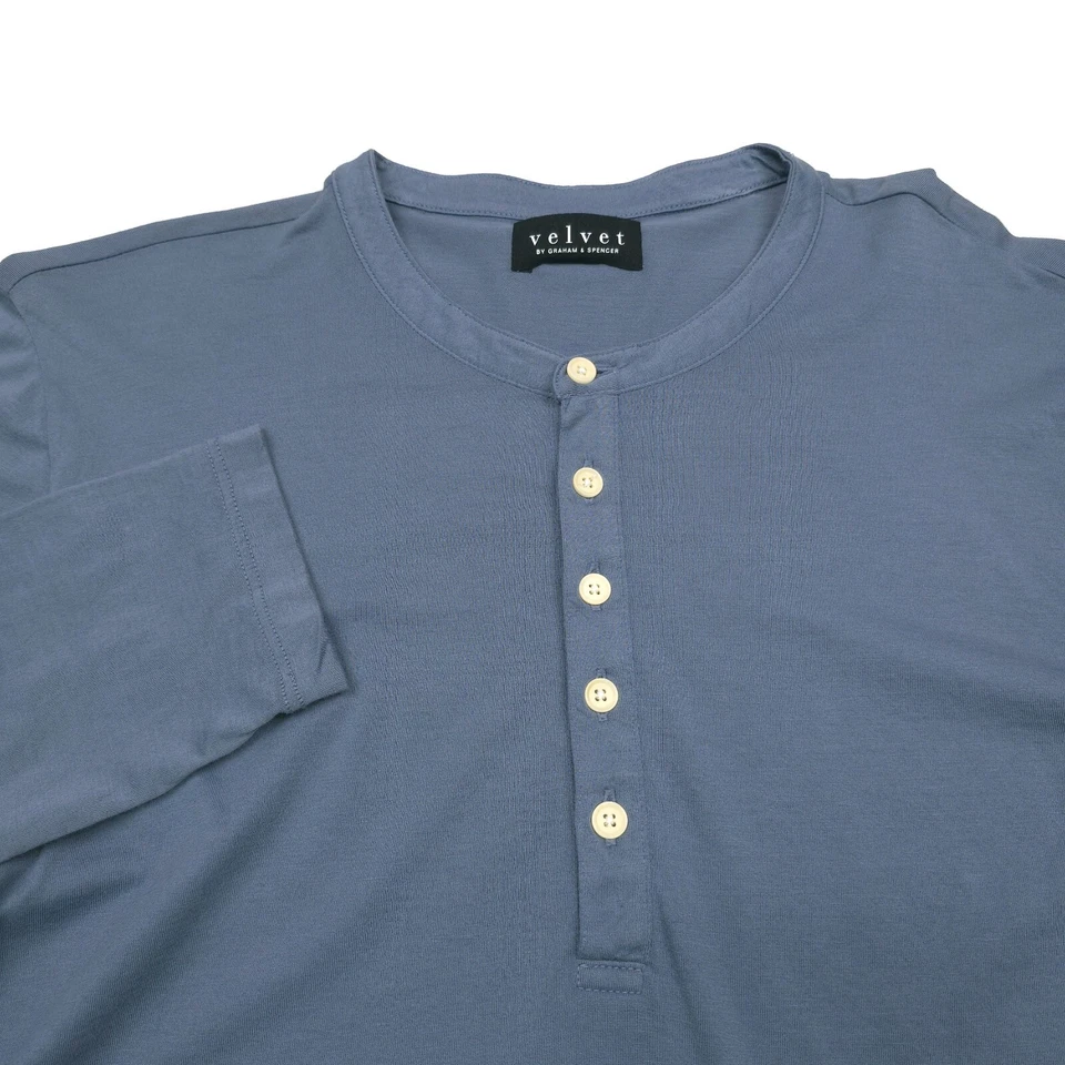 Camiseta Velvet by Graham & Spencer Alvero Azul Nube L/S Henley Para Hombre Talla Mediana Foto 3 de 4