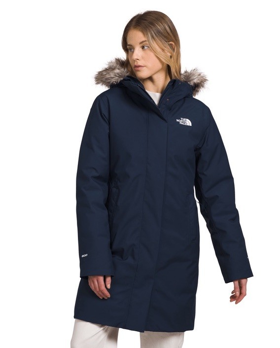 The North Face Women's Arctic Parka Navy 600 Down Fur Hood NWT Large $350 MSRP