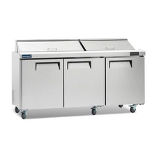 72" Sandwich Prep Table Fridge, ICECASA 3 Door Food Bain Marie Cooler, 18 Pans