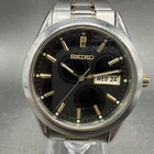 Seiko Watch Men 37mm Black Dial Two Tone Daydate Round 7N43-9070 New Battery HUO