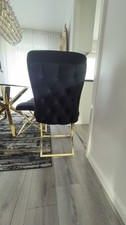 Upholstered Dining Chair Black with Gold Finish Metal Frame, 85cm H ONLY CHAIRS