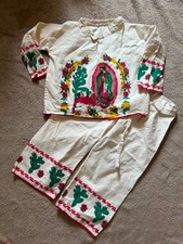 Vintage Mexican Juan Diego youth Outfit Manta Cotton Virgen De Guadalupe sz 5/6
