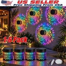 6Pcs Solar Mandala Mosaic Lights 7 Color Changing Outdoor Solar Fence Decor Lamp
