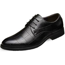 Mens Business Formal Pointy Toe Oxfords PU Leather Lace Up Dress Suit Shoes