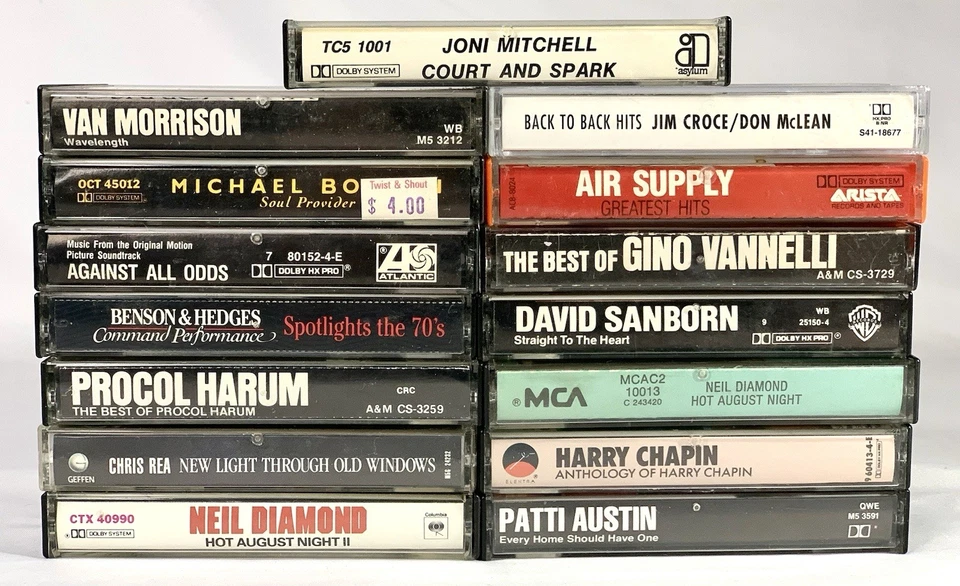 LOT OF 15 SOFT POP CASSETTE TAPES AIR SUPPLY NEIL DIAMOND HARRY CHAPIN JIM CROCE Foto 2 de 4