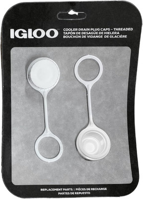 Cooler Threaded Drain Plug Caps with Plastic Tether 20049 White Small