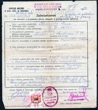 Poland – 1950, “Zarząd Miejski Kraków” 100 zl. - Local revenue on the document
