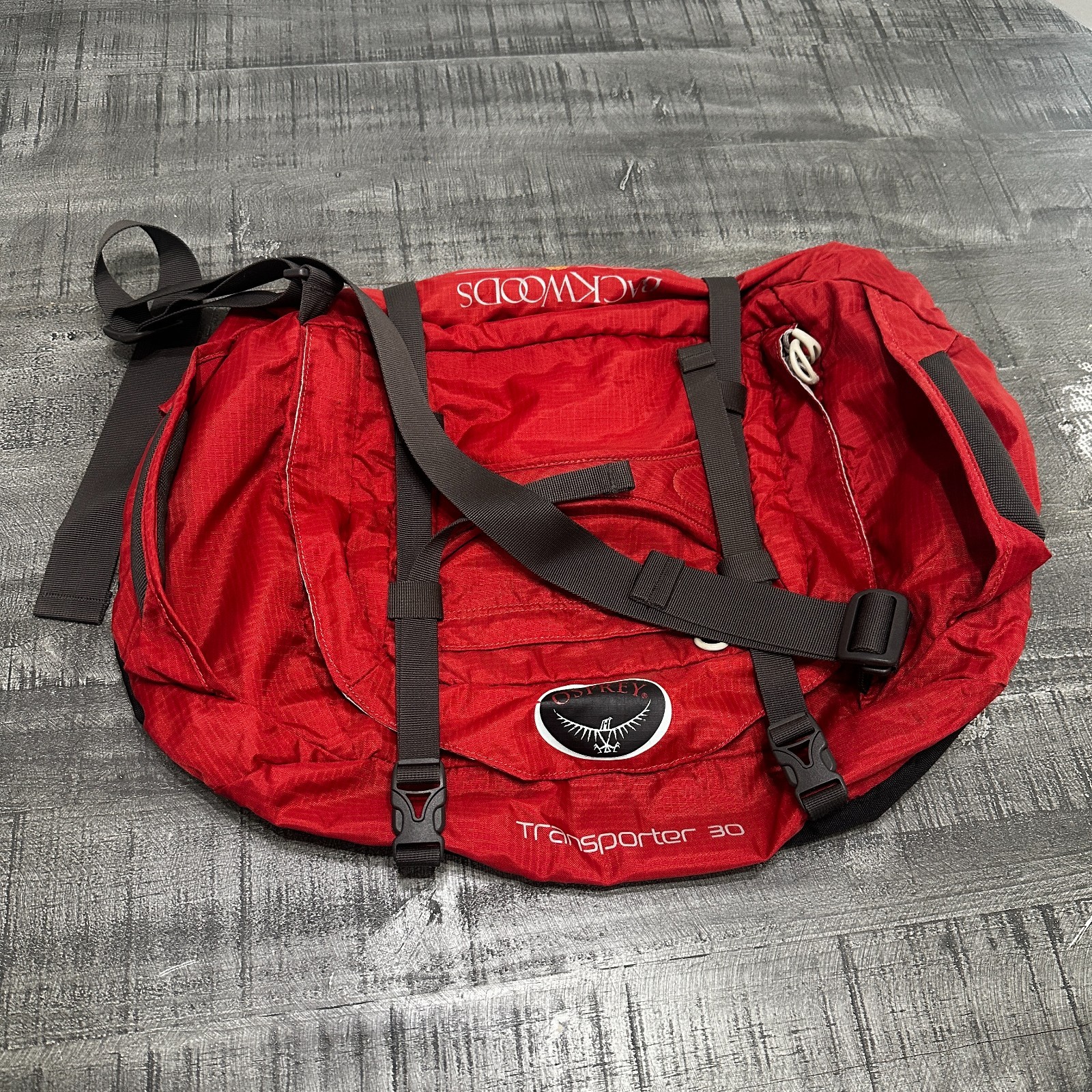 Osprey Backwoods Transporter 30 Ripstop Duffel Bag Red Hiking Camping Travel